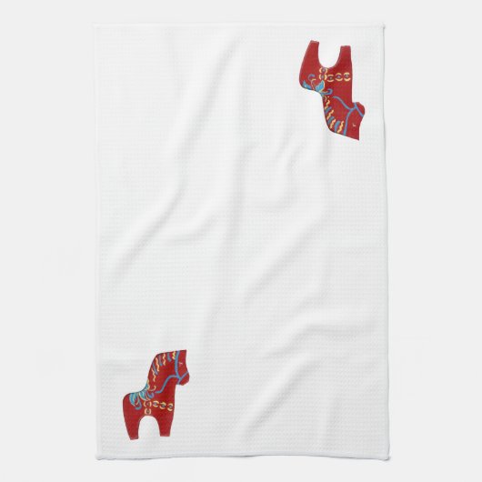 Red Dala Horse Theedoek (Verticaal)
