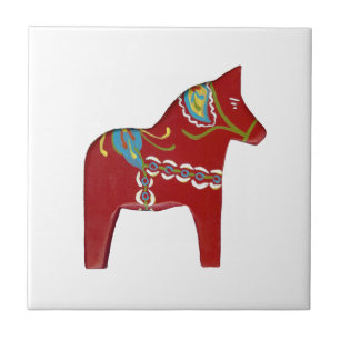 Red Dala Horse Tile Tegeltje