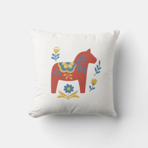 Red Dala Horse Zweedse volkskunst Kussen