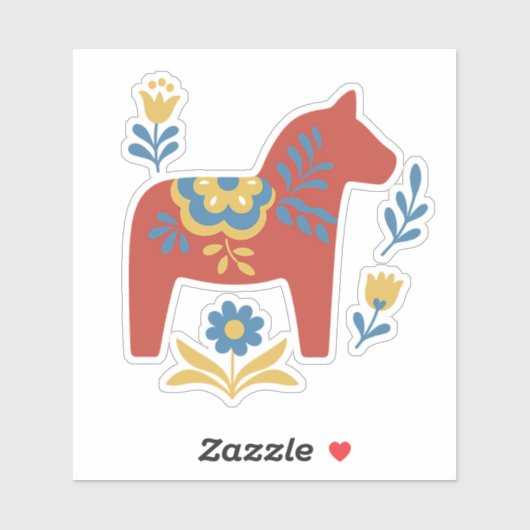 Red Dala Horse Zweedse volkskunst Midzomer Sticker (Vel)