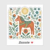 Red Dala Horse Zweedse volkskunst Midzomer Sticker (Vel)