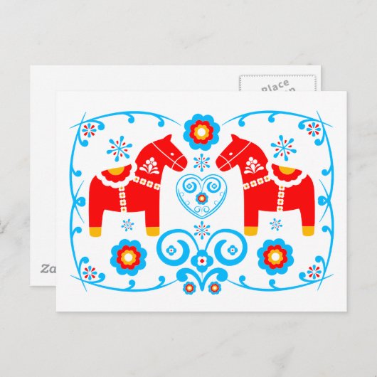 Red Dala Horses Briefkaart (Voorkant / Achterkant)