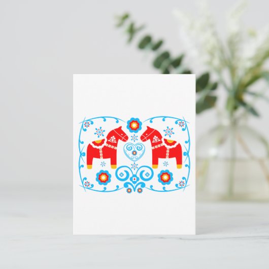 Red Dala Horses Briefkaart (Staand voorkant)