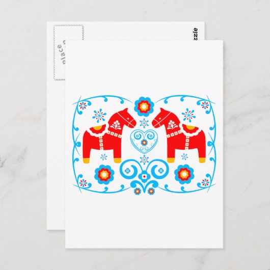 Red Dala Horses Briefkaart (Voorkant / Achterkant)