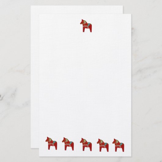 Red Dala Horses Briefpapier (Voorkant / Achterkant)