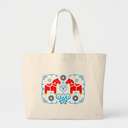 Red Dala Horses Grote Tote Bag (Voorkant)