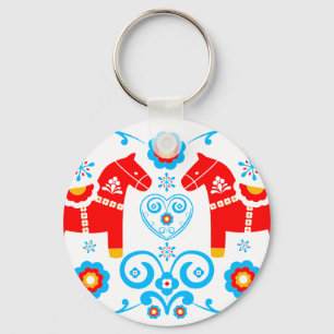 Red Dala Horses Sleutelhanger