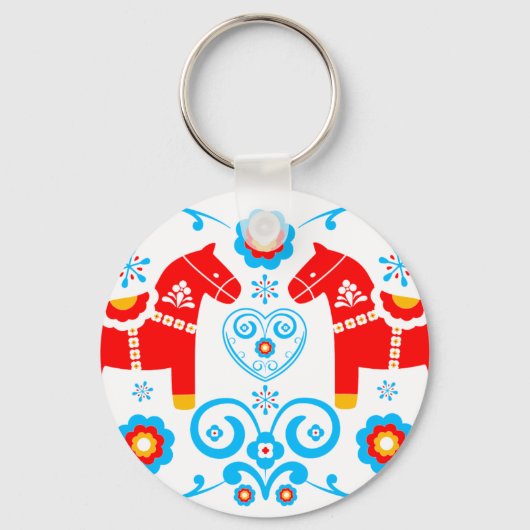Red Dala Horses Sleutelhanger (Voorkant)