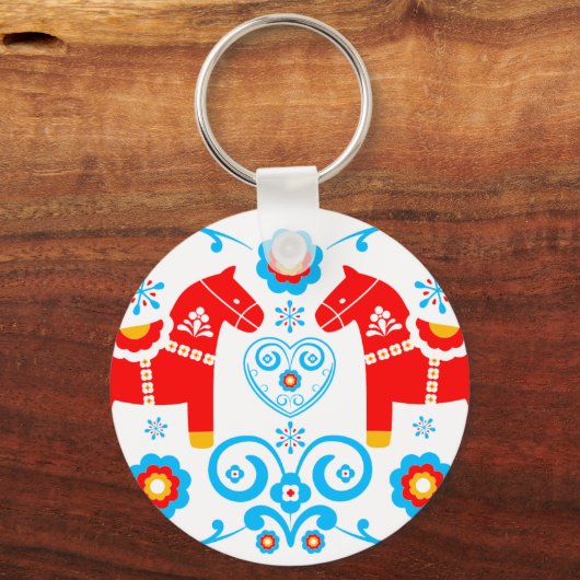 Red Dala Horses Sleutelhanger (Voorkant)