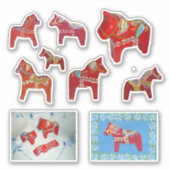 Red Dala Horses Sticker (Voorkant)
