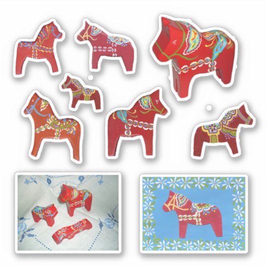 Red Dala Horses Sticker (Voorkant)