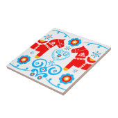 Red Dala Horses Tegeltje (Zijkant)