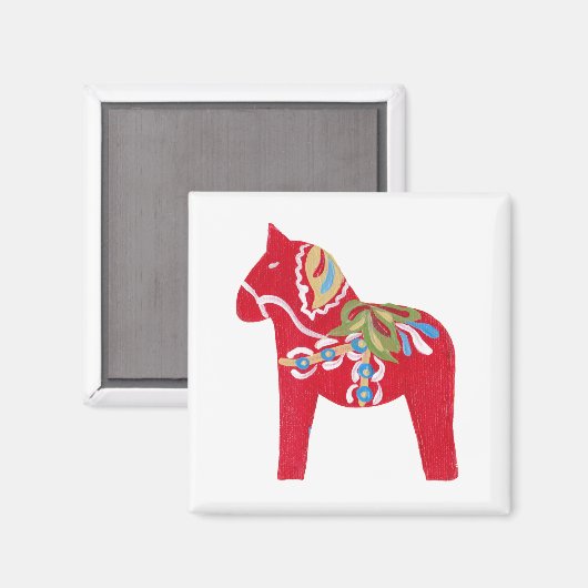 Red Dala paard Magneet (Voorkant / Achterkant)