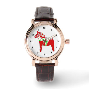 Red Dalarna Horse Horloge
