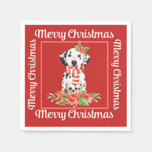 Red Dalmatian Merry Kerstmis Servet