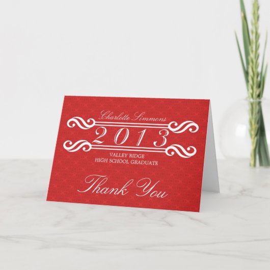 Red Damask 2013 Afstudeerder Hartelijk dank Bedankkaart (Voorkant)