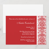 Red Damask Bachelorette Party Invitation Kaart (Voorkant / Achterkant)