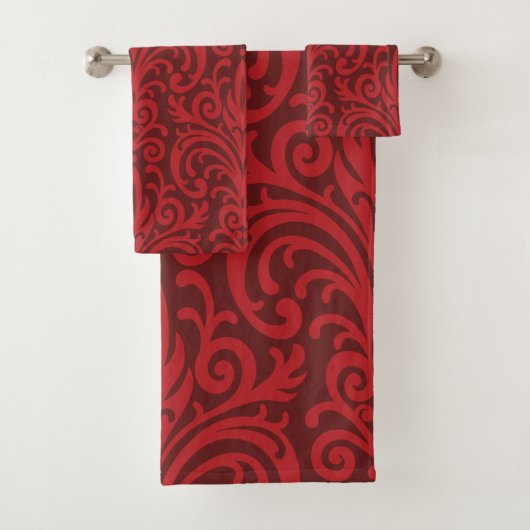 Red Damask Bad Handdoek (Insitu)