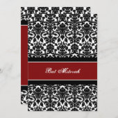 Red Damask Bat Mitzvah-uitnodigingen Kaart (Voorkant / Achterkant)