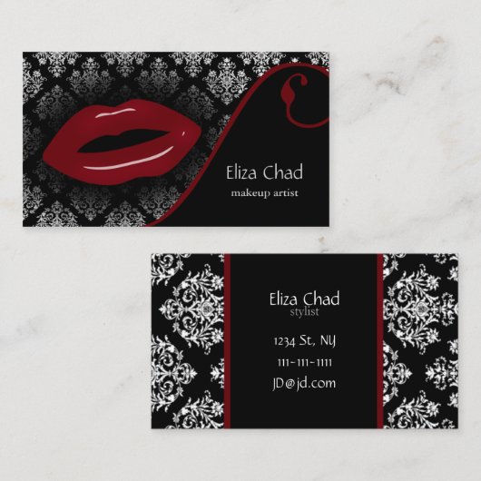 Red Damask Beauty Visitekaartjes (Voorkant / Achterkant)