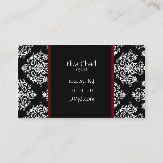 Red Damask Beauty Visitekaartjes (Achterkant)