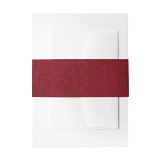 Red Damask Belly Band Uitnodigingen Wikkel (Voorkant Voorbeeld)