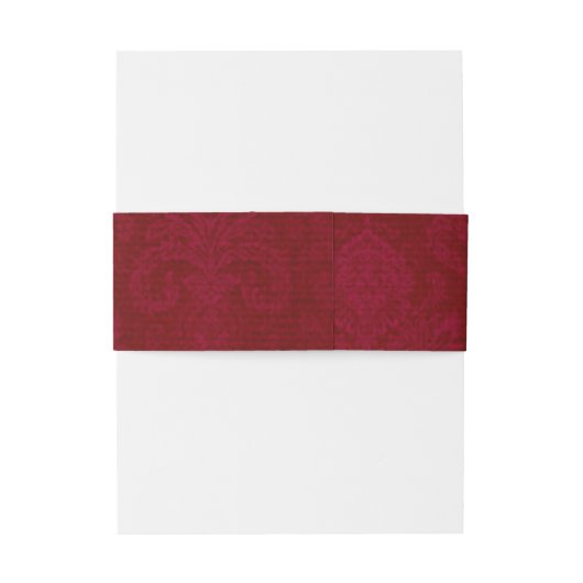 Red Damask Belly Band Uitnodigingen Wikkel (Achterkant Voorbeeld)