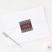 Red Damask bewaart de datumenvelopzegel Vierkante Sticker (Envelop)