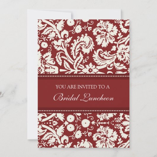 Red Damask Bridal Luncheon Uitnodiging Kaarten (Voorkant)