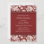 Red Damask Bridal Luncheon Uitnodiging Kaarten (Achterkant)