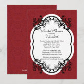 Red Damask Bridal Shower Invitation Kaart (Voorkant / Achterkant)