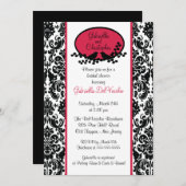 Red Damask Bridal Shower Invitation Kaart (Voorkant / Achterkant)