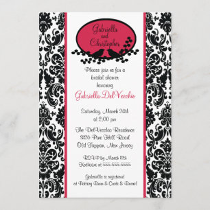 Red Damask Bridal Shower Invitation Kaart