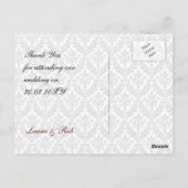 Red damask bruiloft Dank je Briefkaart (Achterkant)