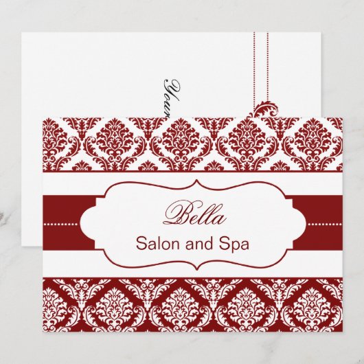 Red damask Business Hartelijk dank Bedankkaart (Voorkant / Achterkant)