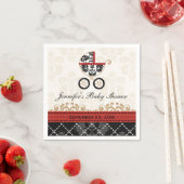 Red Damask Carriage Baby shower Servet (Insitu)