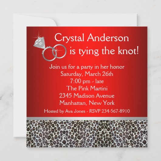 Red Damask Corset Leopard Bachelorette Party Kaart (Achterkant)