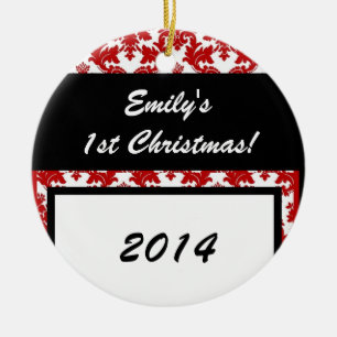 Red Damask Crimson Lace Persoonlijke naam Ornament