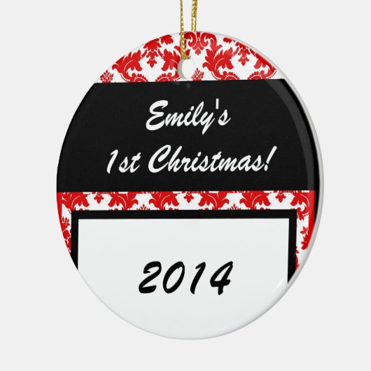 Red Damask Crimson Lace Persoonlijke naam Ornament (Links)