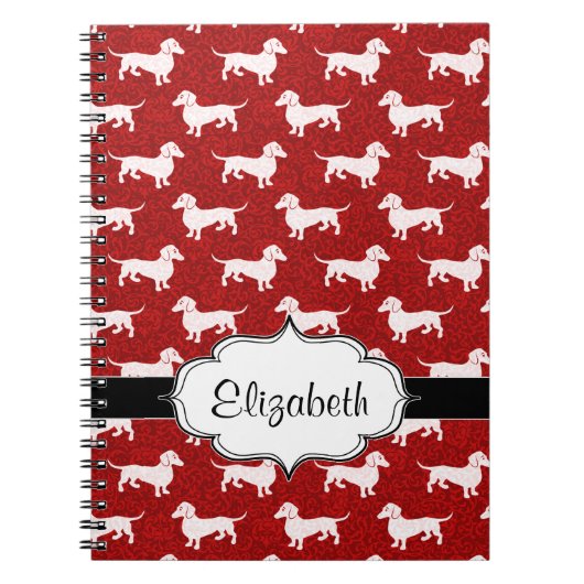 Red Damask Dachshunds Notitieboek (Voorkant)