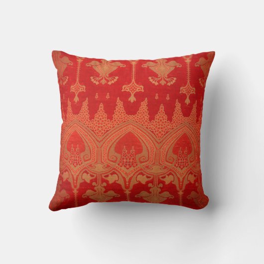 Red Damask  Elegant Brocade Cushion Kussen (Achterkant)