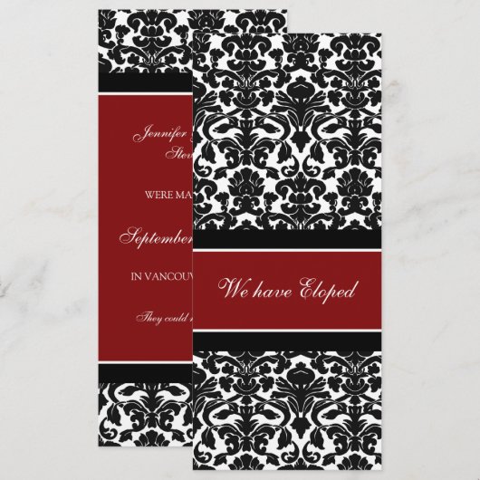 Red Damask Elopement koninklijke kaarten (Voorkant / Achterkant)