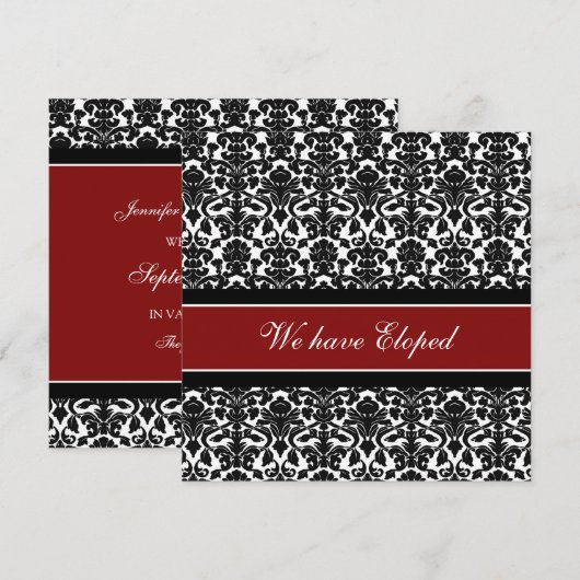 Red Damask Elopement koninklijke kaarten (Voorkant / Achterkant)