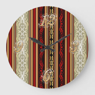 Red Damask en Gold Wall Clock Grote Klok