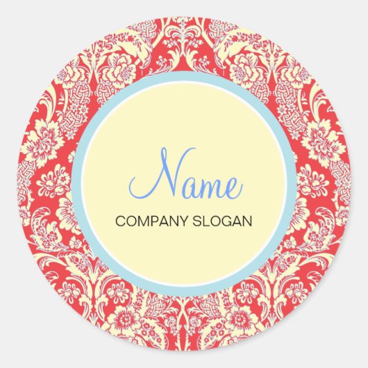 Red Damask Envelope | Merchandise Seal Ronde Sticker (Voorkant)