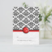 Red Damask Folding Tent Place Card Kaart (Staand voorkant)