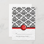 Red Damask Folding Tent Place Card Kaart (Voorkant / Achterkant)