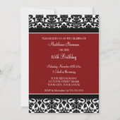 Red Damask Foto 85th Birthday Party Invitations Kaart (Achterkant)