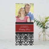 Red Damask Foto Wedding Vow Renewal Uitnodigingen (Staand voorkant)