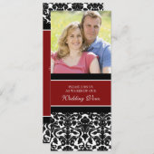 Red Damask Foto Wedding Vow Renewal Uitnodigingen (Voorkant / Achterkant)